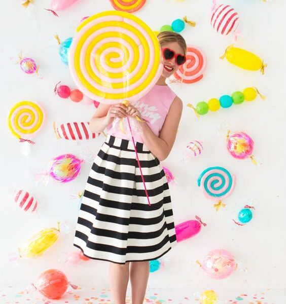 Backdrop con tema candy para fiesta de quinceañera