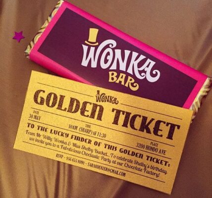 Invitaciones con temática de Willy Wonka para quince años