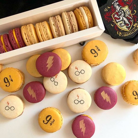 Decoración de macarons para postres con tema de Harry Potter