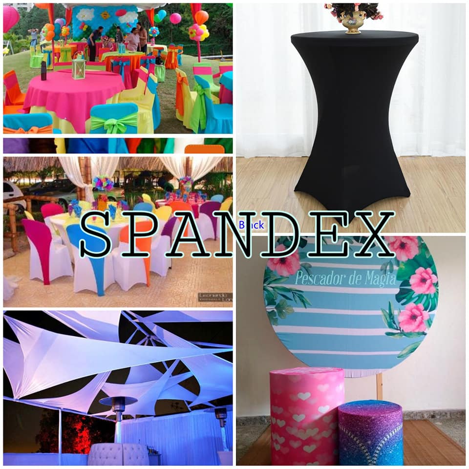 Tipos de telas que puedes usar en la decoración de fiestas y todo tipo de eventos con spandex