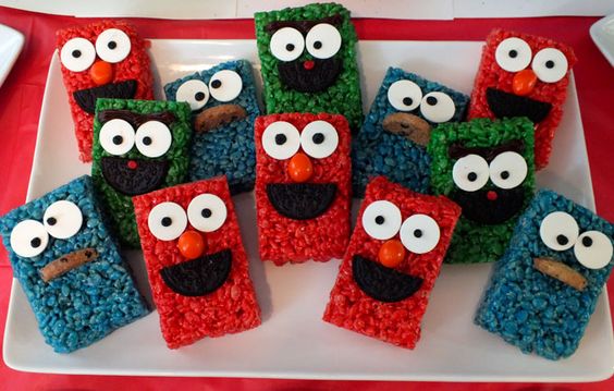 Barritas de arroz inflado de Elmo para fiestas infantile