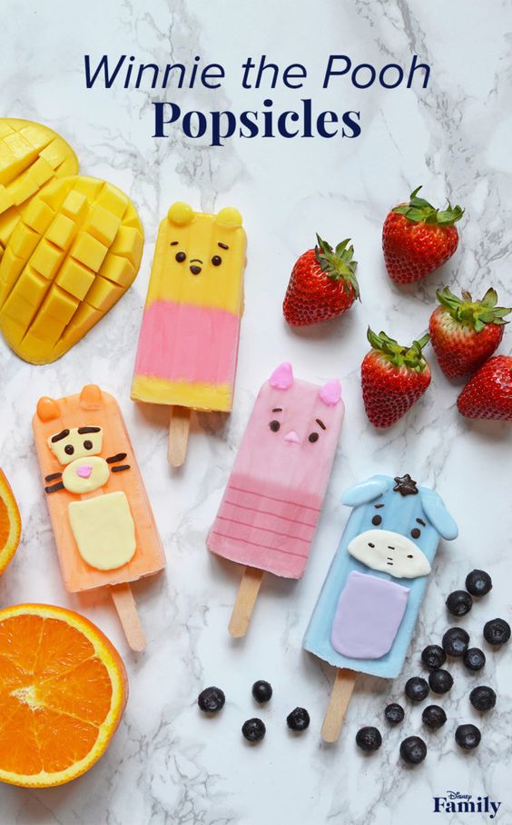 Paletas de frutas con diseños de Winnie Pooh