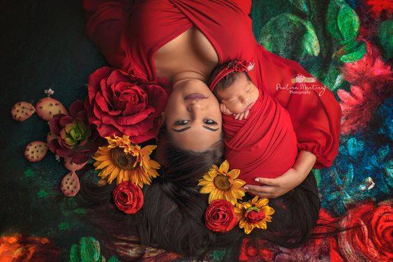 Props de flores para sesión fotográfica con mamá y bebé