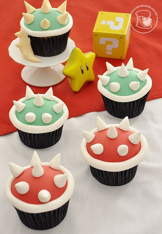 Cupcakes de Súper Mario para fiesta infantil