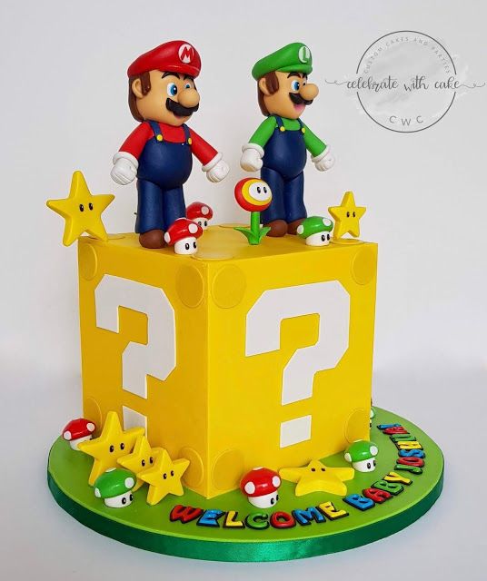 Pastel con diseño de Super Mario Bros para fiesta temática infantil