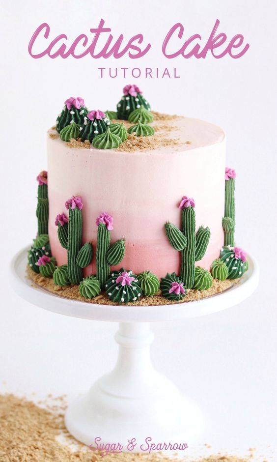 Pastel con figuras decorativas con forma de cactus