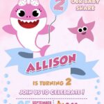 Invitaciones para fiesta de niña temática Baby Shark