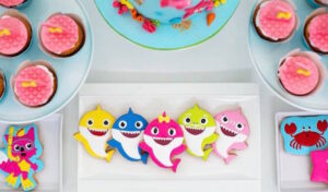 Souvenirs para fiesta de baby shark para niña