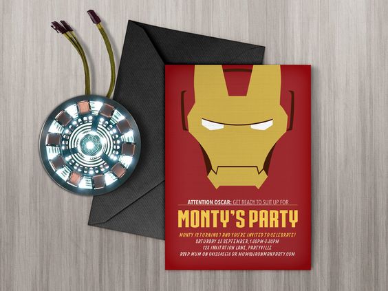 Diseños de invitaciones para fiesta de Iron Man