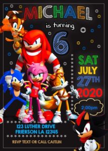Diseños de invitaciones para fiesta temática de Sonic boom
