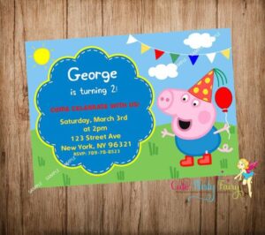 Invitaciones para fiesta de George Pig