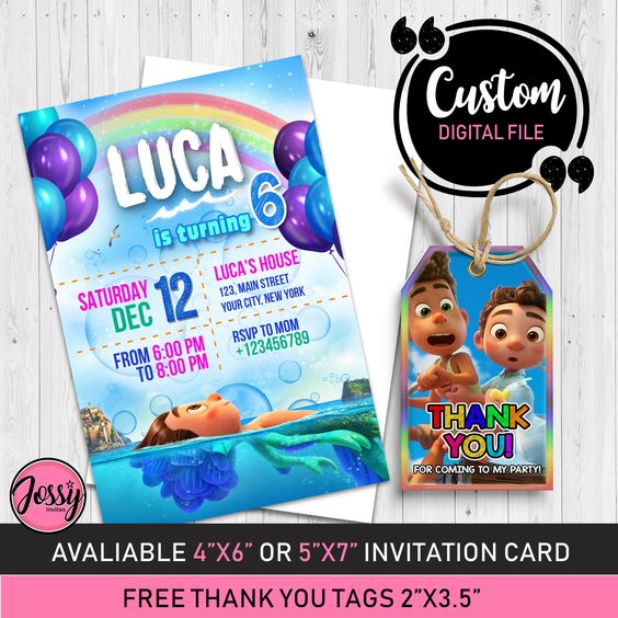 Invitaciones para fiesta temática de Luca
