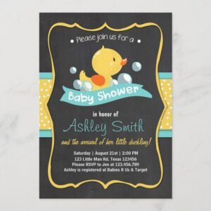 Invitaciones para baby shower con temática de patito